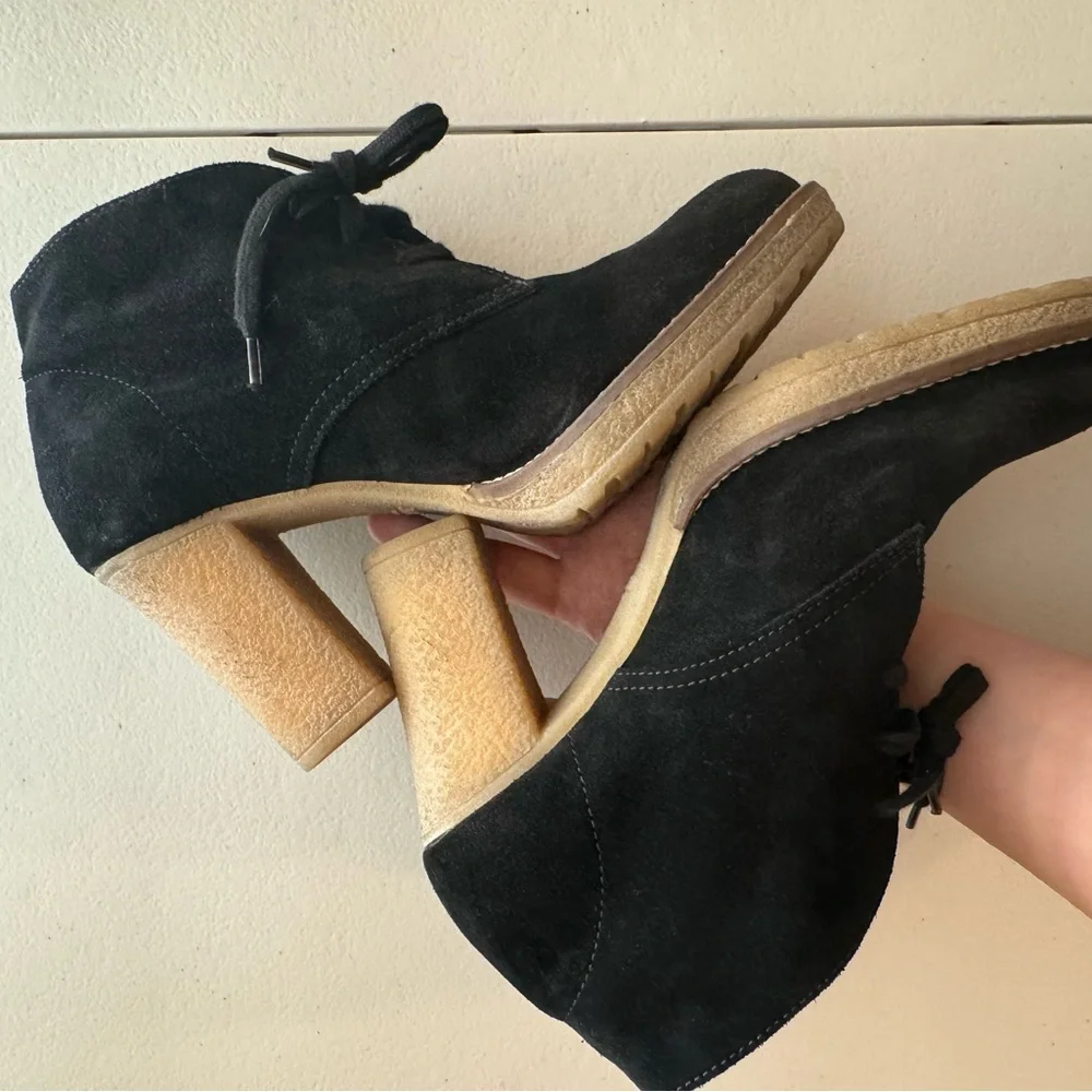 J.Crew MacAlister Black Suede Lace Up Heeled Booties Shoes